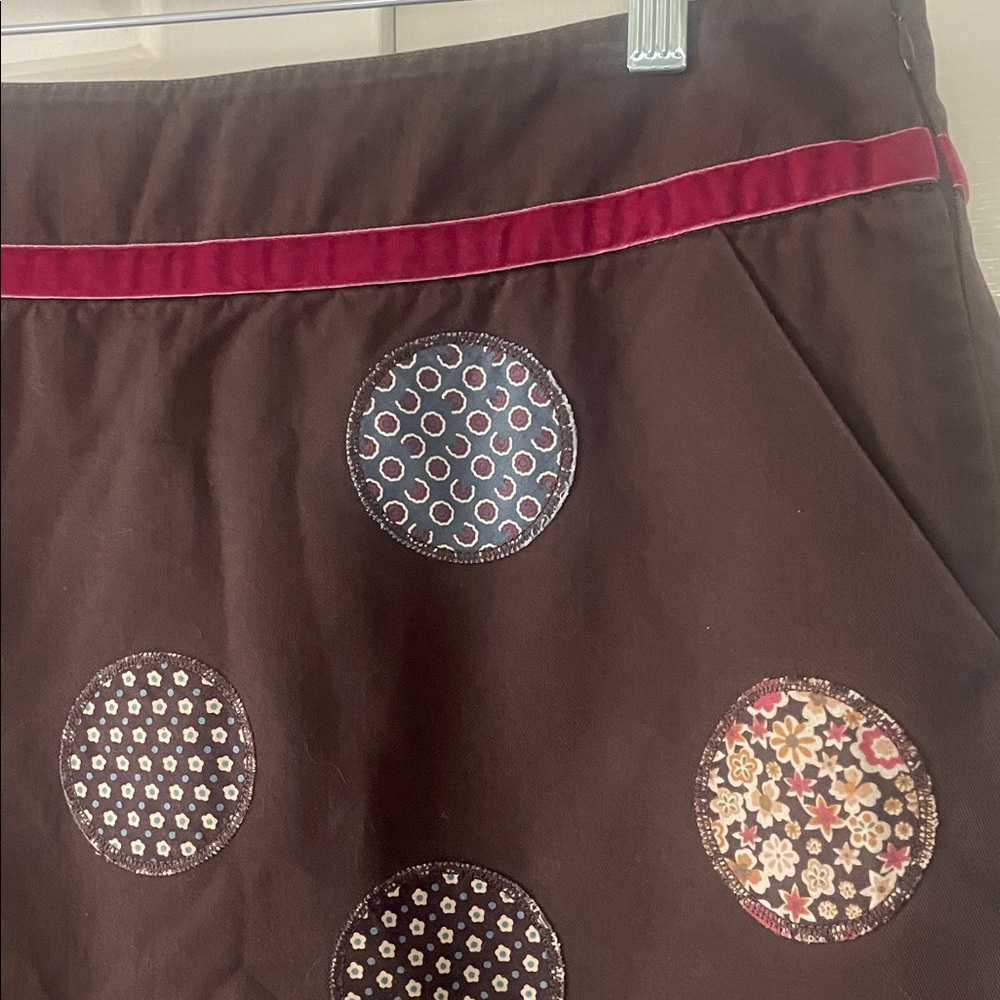 Boden Black A-Line Skirt with Red, Blue and Floral Circles - Picture 3 of 7